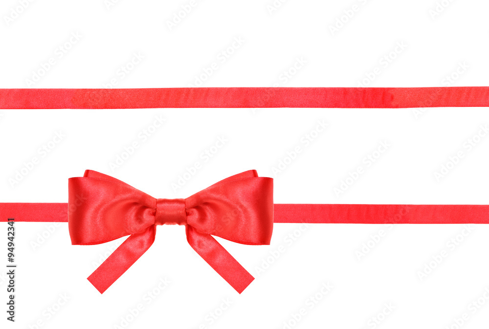 red satin bow knot and ribbons on white - set 23 red satin bow knot and ribbons on white - set 23