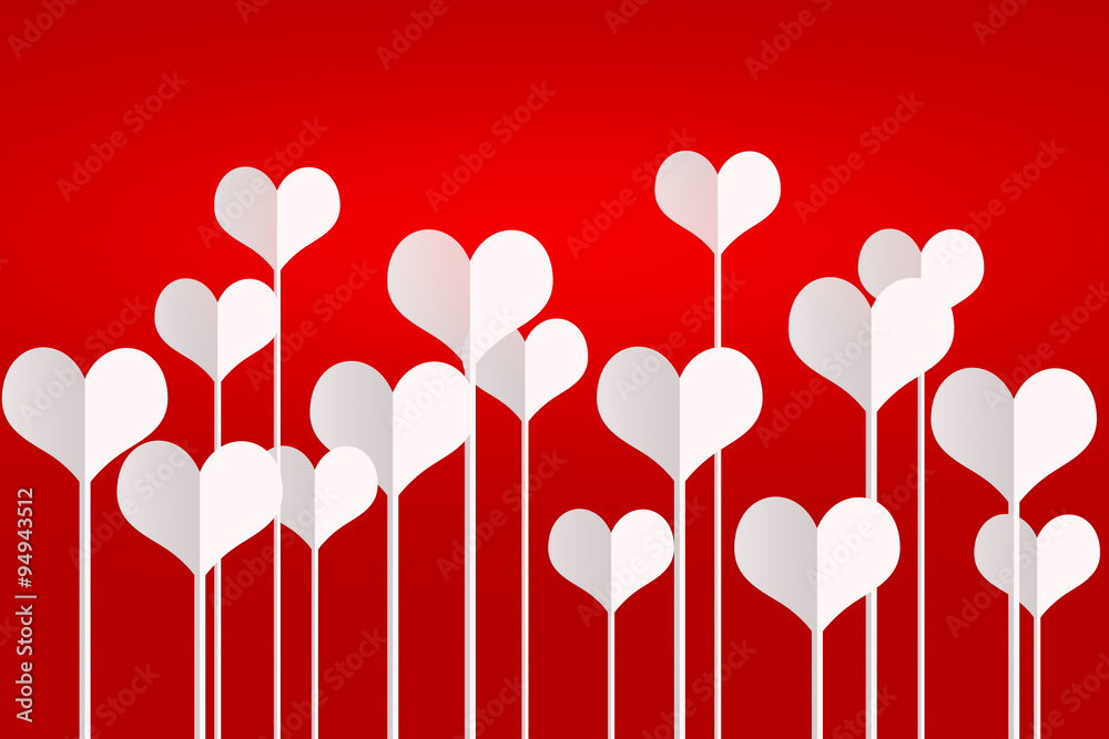White hearts on red background. Valentine's Day