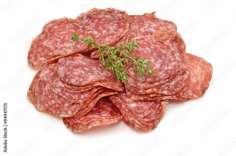 Aufgeschnittene Bergsalami Aufgeschnittene Bergsalami