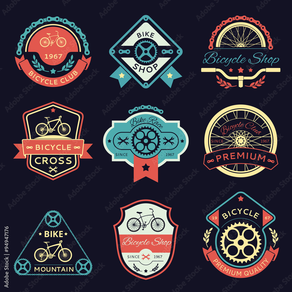 Bicycle and bike color vector logo
