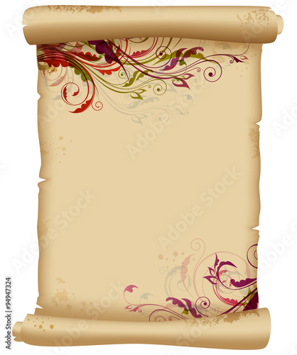 Ancient scroll with floral ornaments