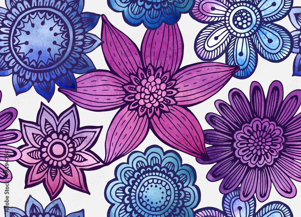 Vector seamless floral pattern with fancy flowers. Vector seamless floral pattern with fancy flowers.