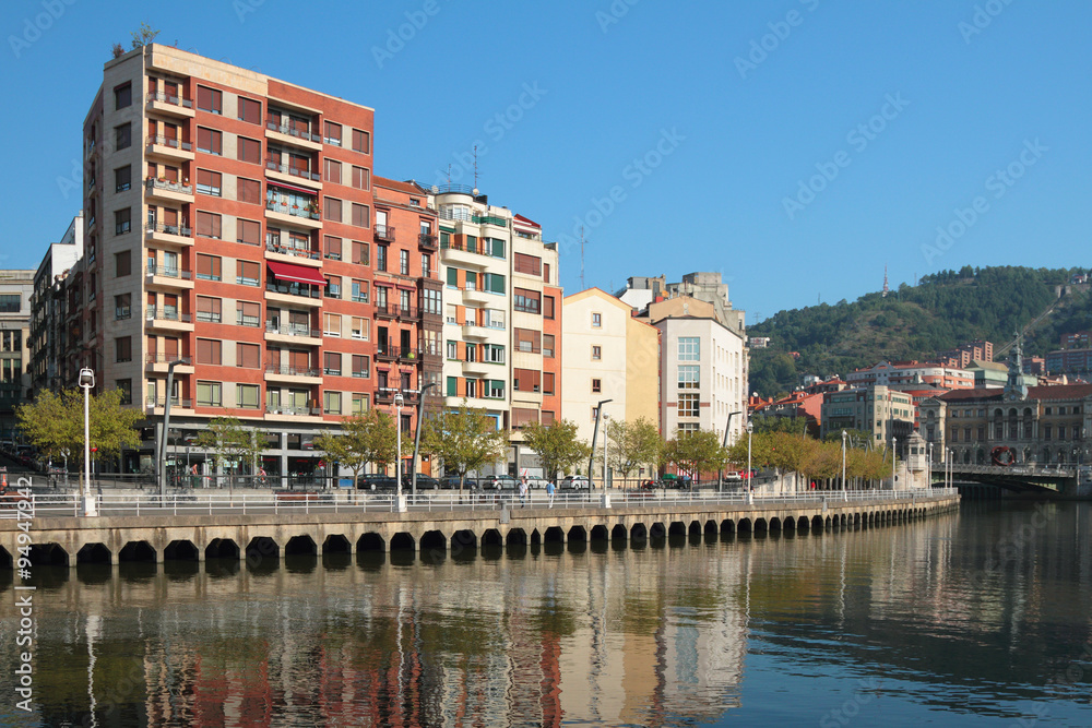Nervion River Embankment. Bilbao, Spain