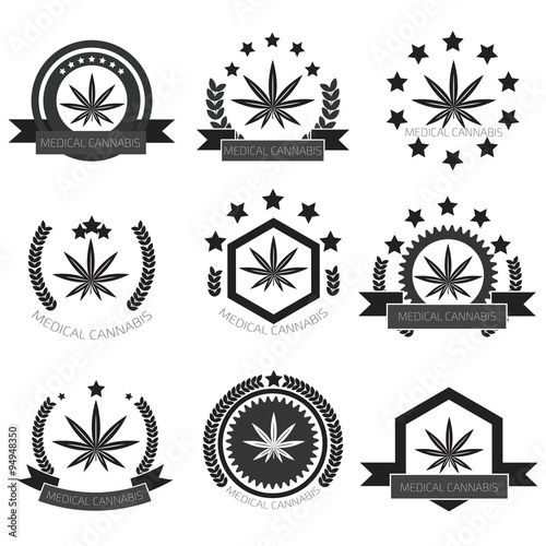 Medical cannabis logo set. Medical marijuana logo set. Medical m