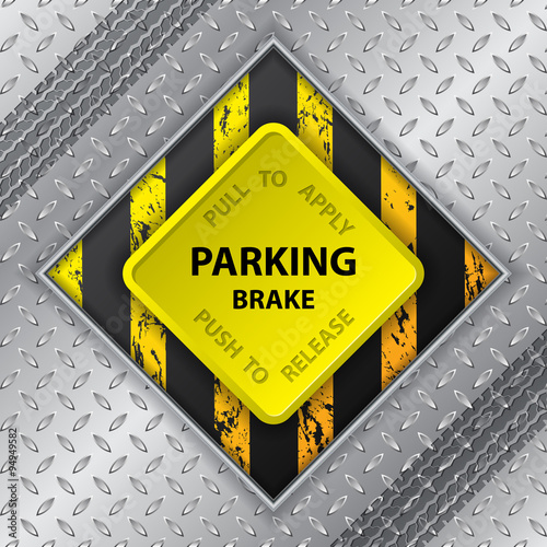 Industrial brochure with tire track and parking brake knob