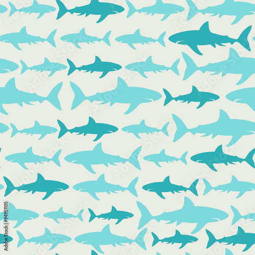 shark seamless pattern.Seamless pattern can be used for wallpaper, pattern fills, web page background,surface textures. Vector illustration © fleren