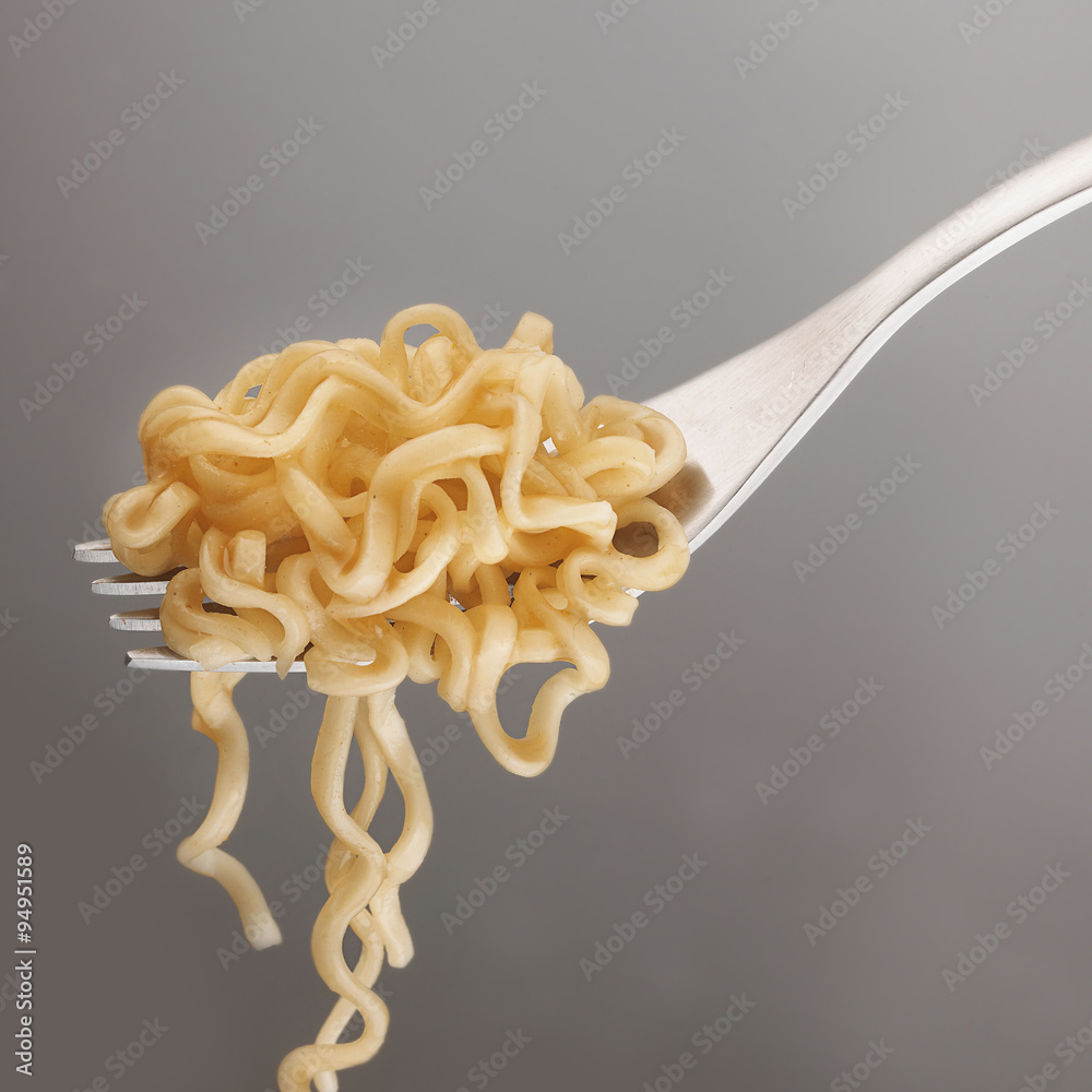 Fork with a helping of freshly cooked noodles Stock Photo Adobe Stock