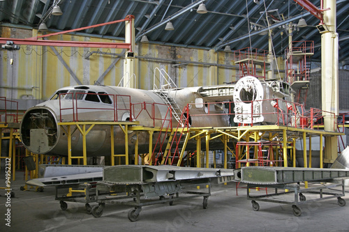 Ukraine, Kiev Repair Plant, 2015. Overhaul of aircraft metal han