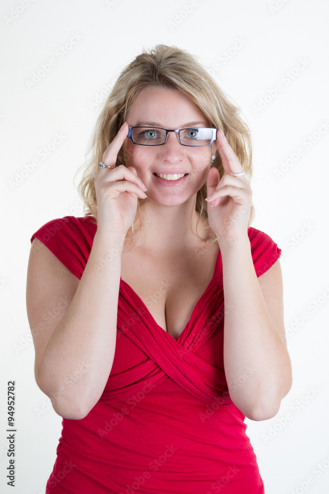Lovely and happy girl in red top Lovely and happy girl in red top