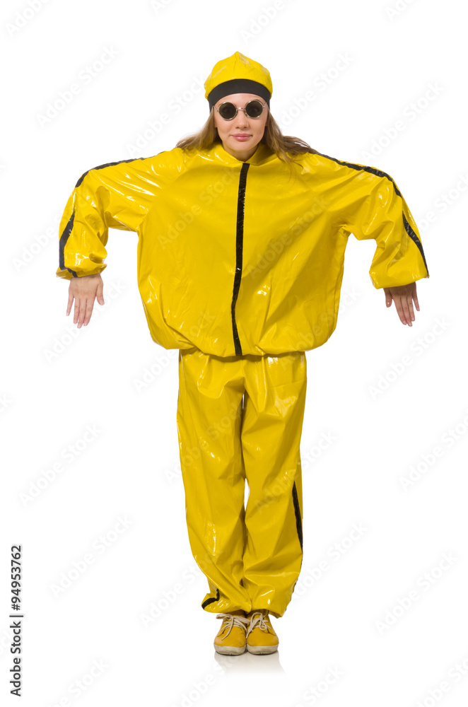 Woman in yellow suit isolated on white Woman in yellow suit isolated on white