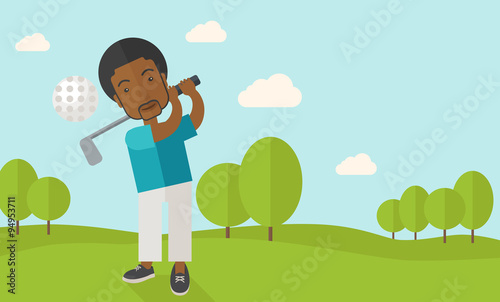 Golf player on field.