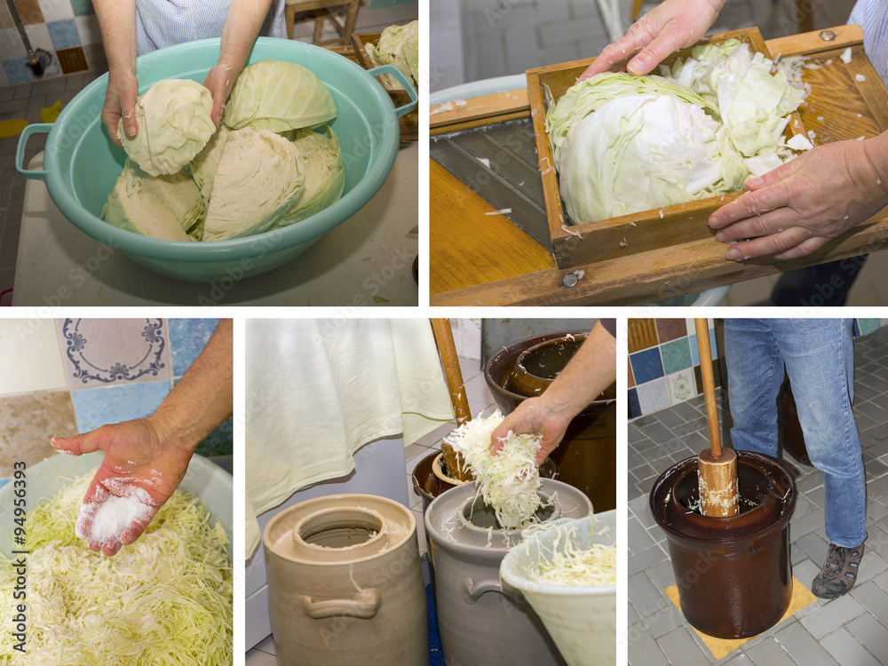 Selbstgemachtes Sauerkraut - Herstellung in fünf Schritten Stock-Foto ...