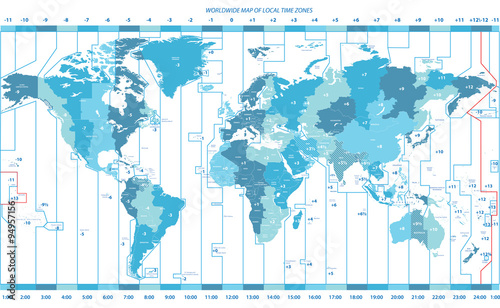 worldwide map of local time zones