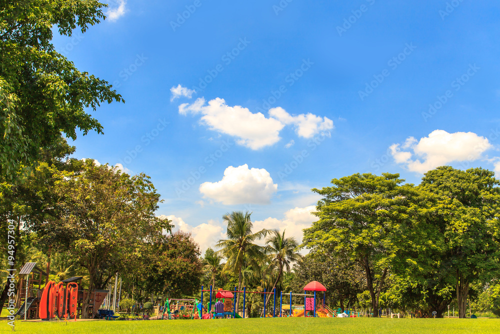 Beautiful park over blue sky