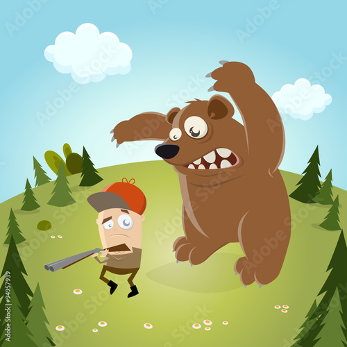 bär jäger lustig cartoon comic