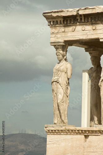 Caryatids, erechtheum temple on Acropolis of Athens, Greece