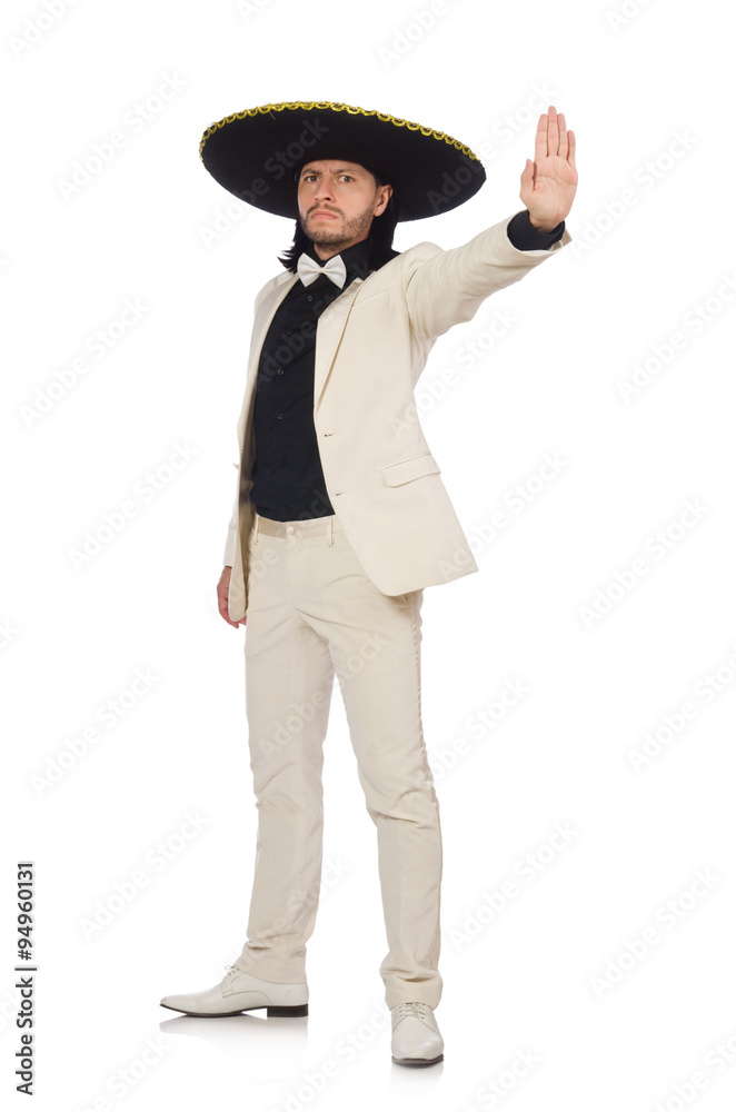 Funny mexican in suit and sombrero isolated on white Funny mexican in suit and sombrero isolated on white