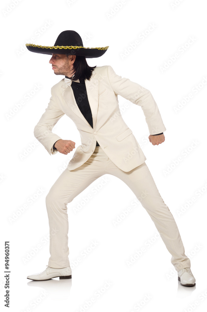 Funny mexican in suit and sombrero isolated on white Funny mexican in suit and sombrero isolated on white