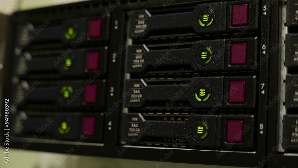 Working data servers with flashing LED lights Working data servers with flashing LED lights