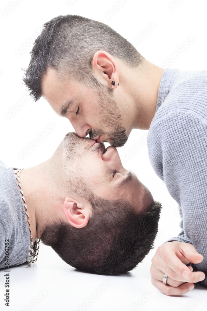 Fototapeta premium A homosexual couple over a white background