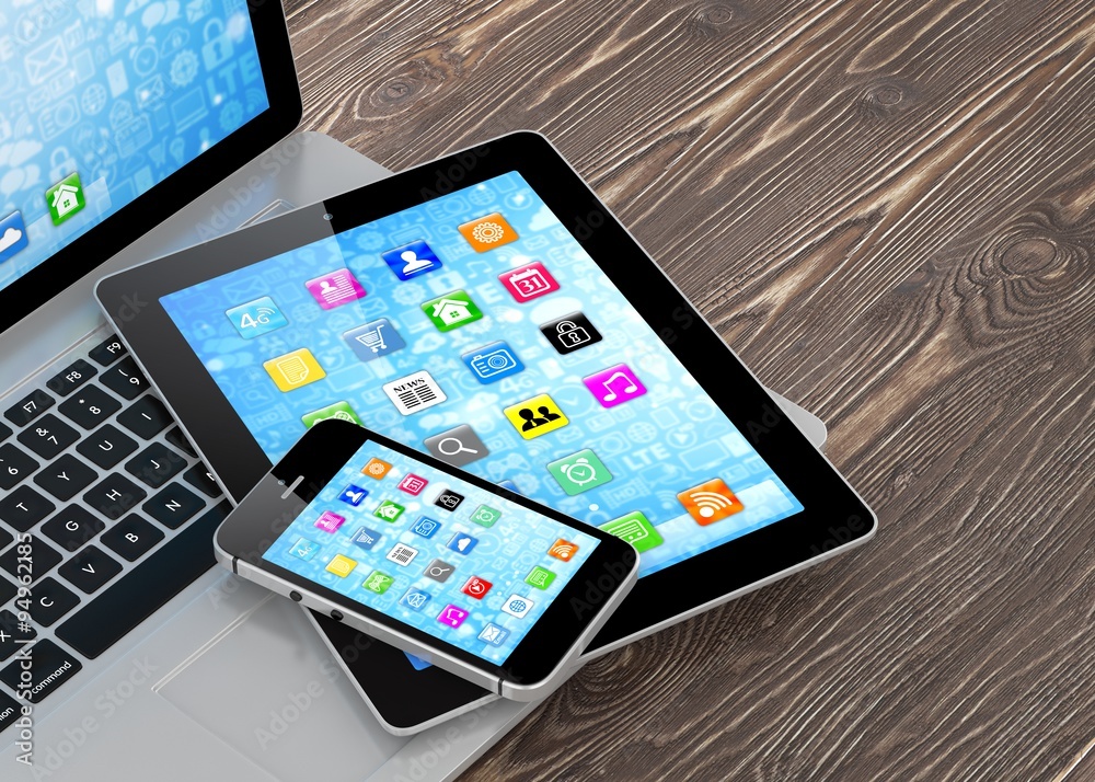 Laptop, phone and tablet pc. Laptop, phone and tablet pc.