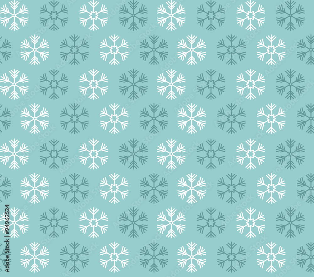 Seamless pattern with blue and white christmas snowflakes on blu Seamless pattern with blue and white christmas snowflakes on blu
