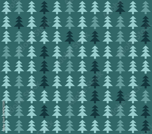 Seamless pattern with christmas trees on blue background