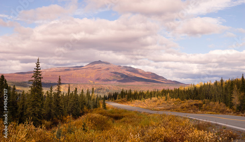 Autumn Drive Fall Colors Alaska Mountain Highway Transportation