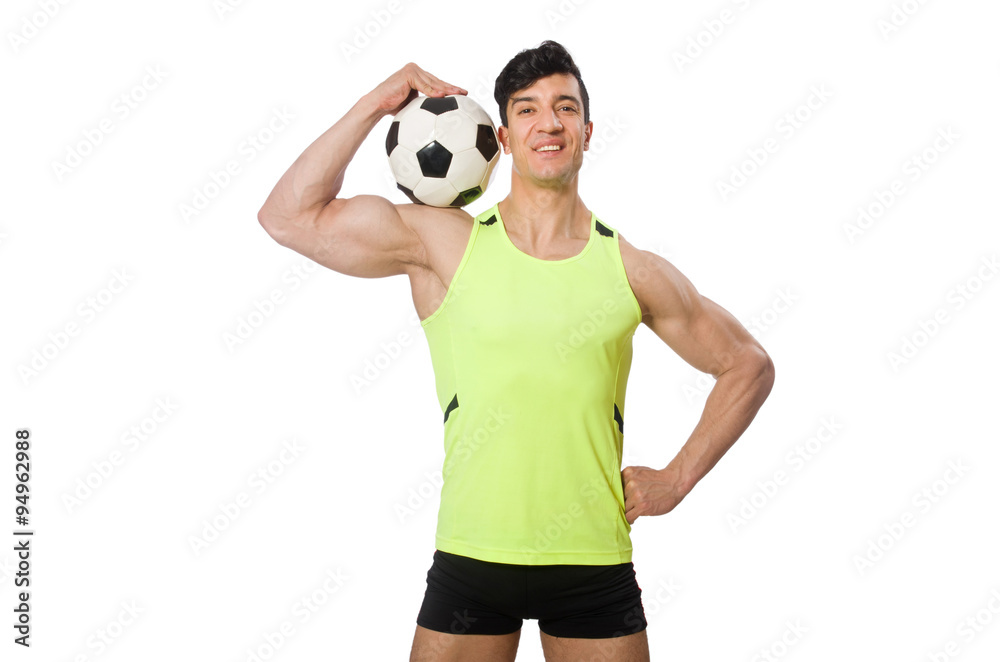 Man with football isolated on white Man with football isolated on white