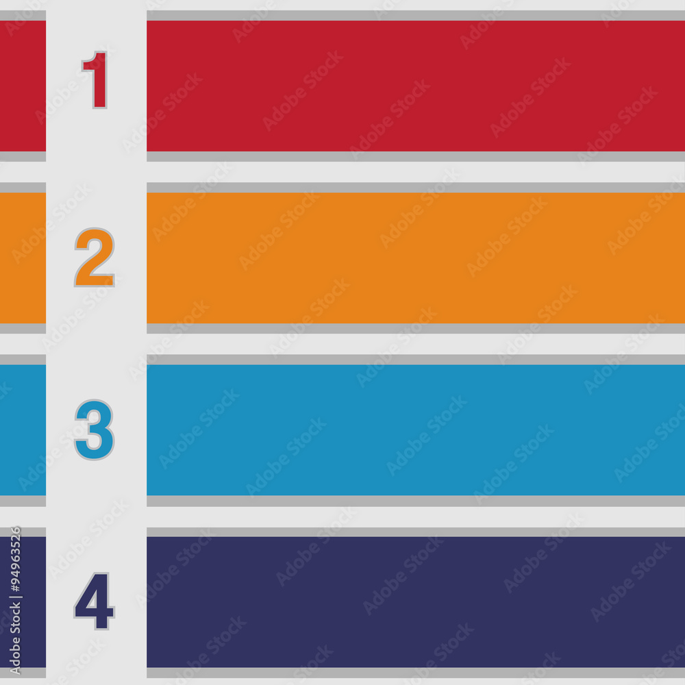 Color strips infographics text areas on four positions