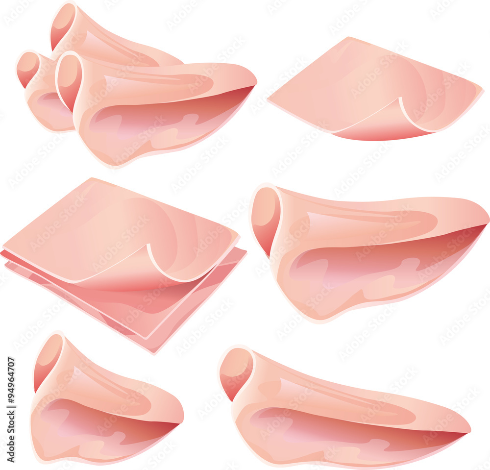 © hanaschwarz - A slice of ham isolated on white background - vector illustration © hanaschwarz - A slice of ham isolated on white background - vector illustration
