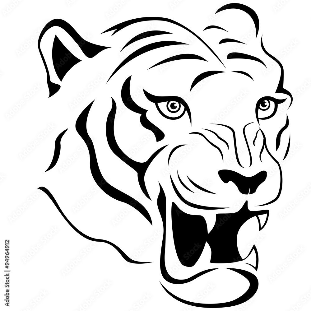 Aggressive tiger head close-up Aggressive tiger head close-up