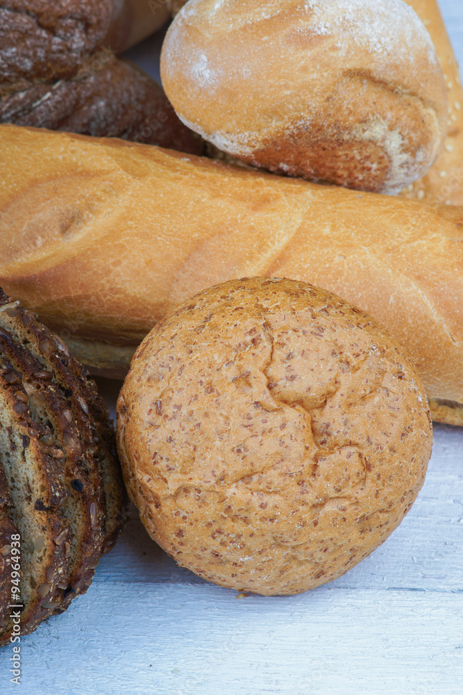 Freshly bread buns and bakery products