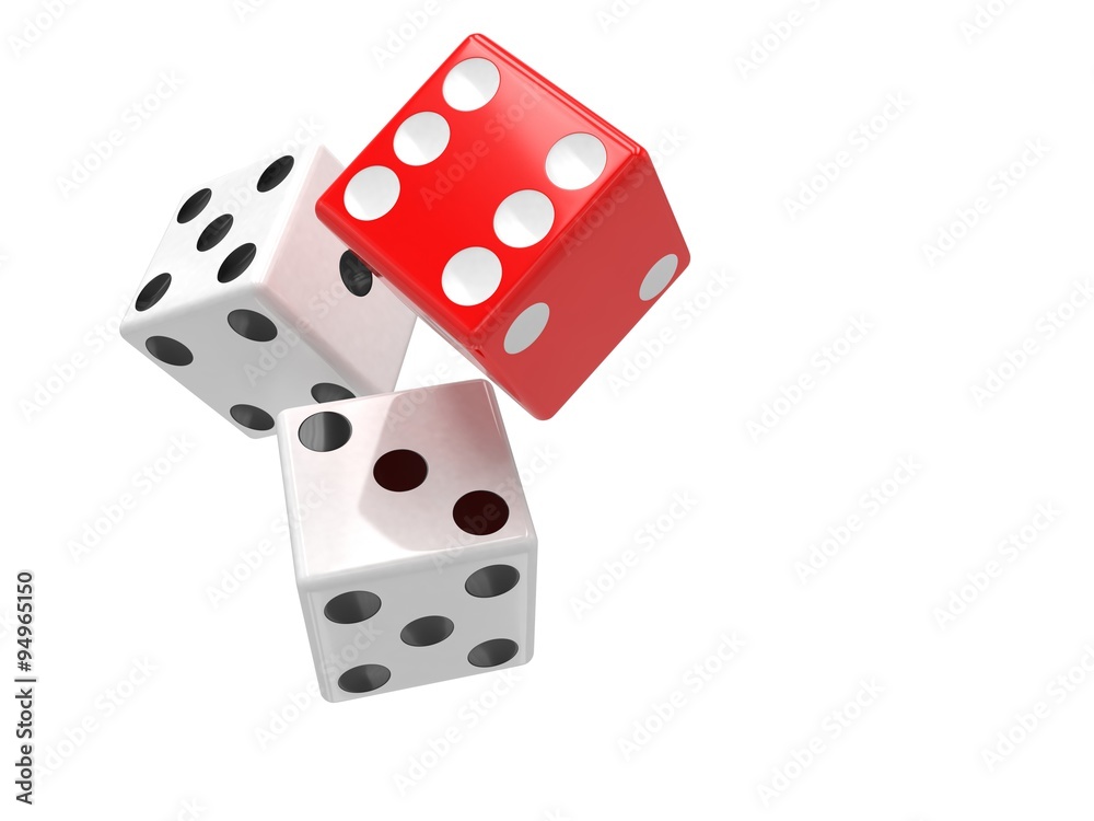 three dices on white