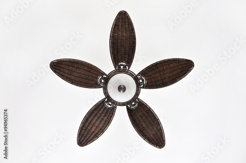 Pretty brown wicker tropical ceiling fan with light