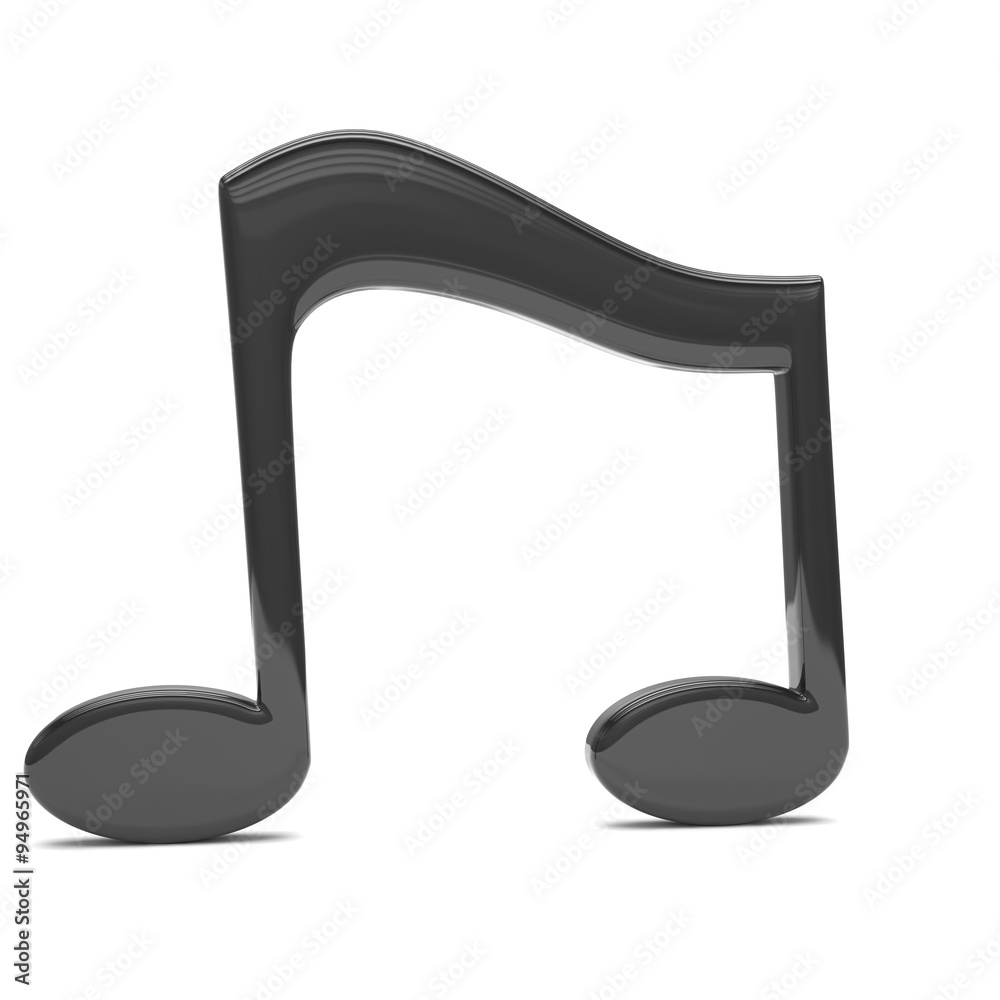 music note 3D, on white