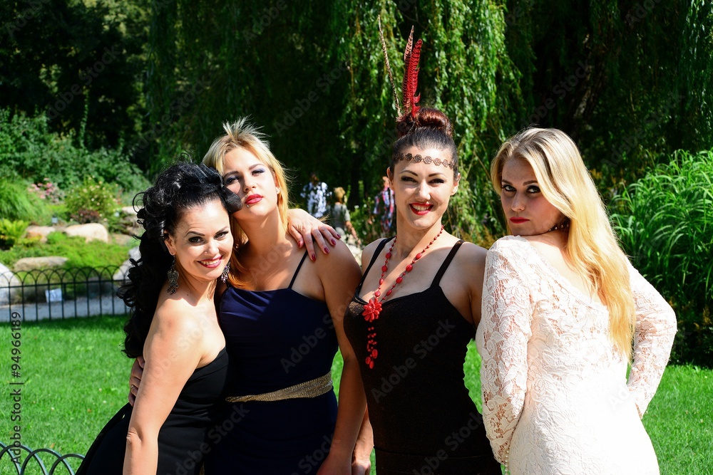 Girls in bernardinu garden in Vilnius town on August 23, 2015