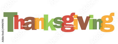 THANKSGIVING vector letters icon with autumn colours