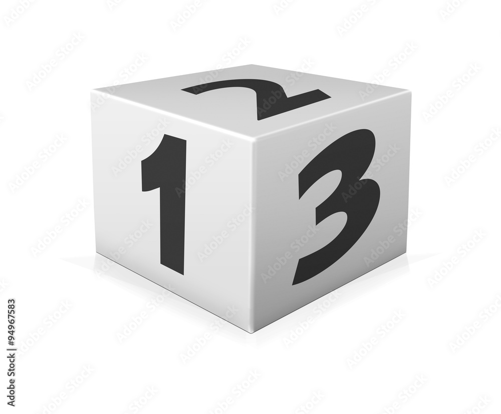 One 123 block on white background One 123 block on white background