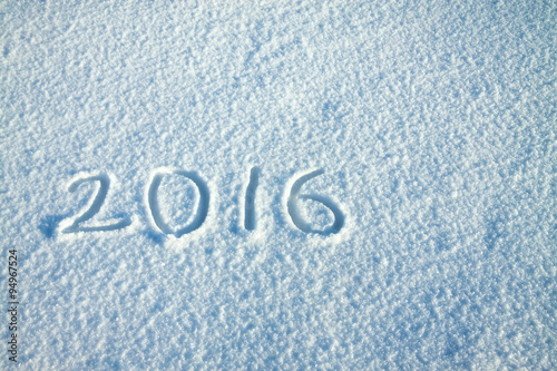 New Year's and Christmas background from snow.text on snow 2016