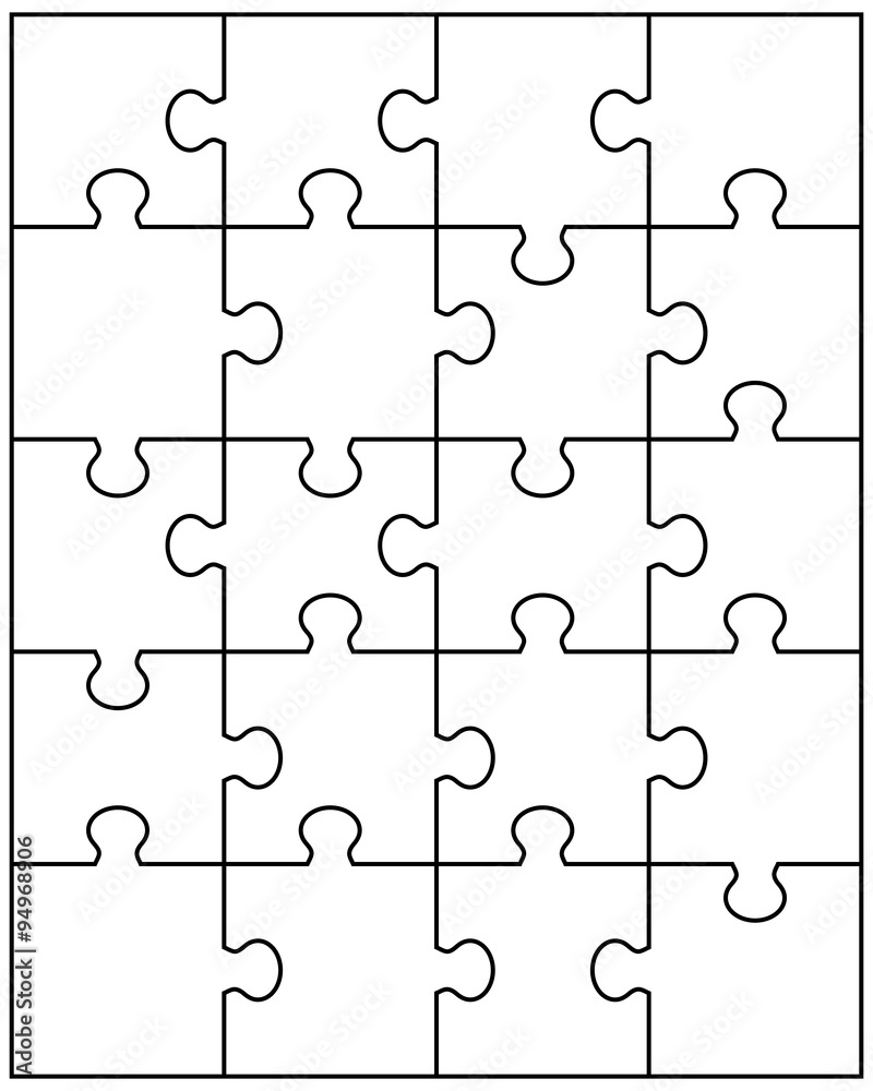 Vector illustration of white puzzle, separate parts Vector illustration of white puzzle, separate parts