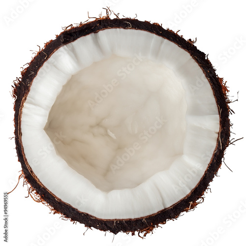 half coconut top view isolated on white