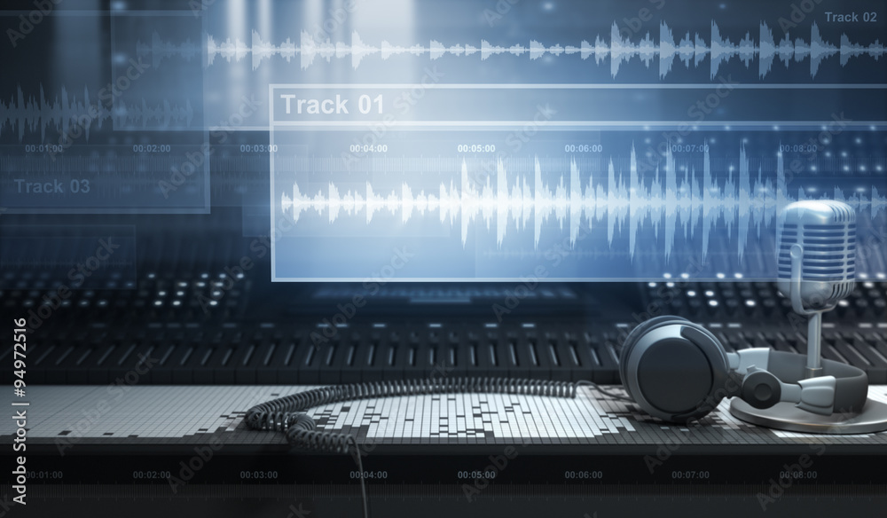 Sound Studio and Tracks - obrazy, fototapety, plakaty 