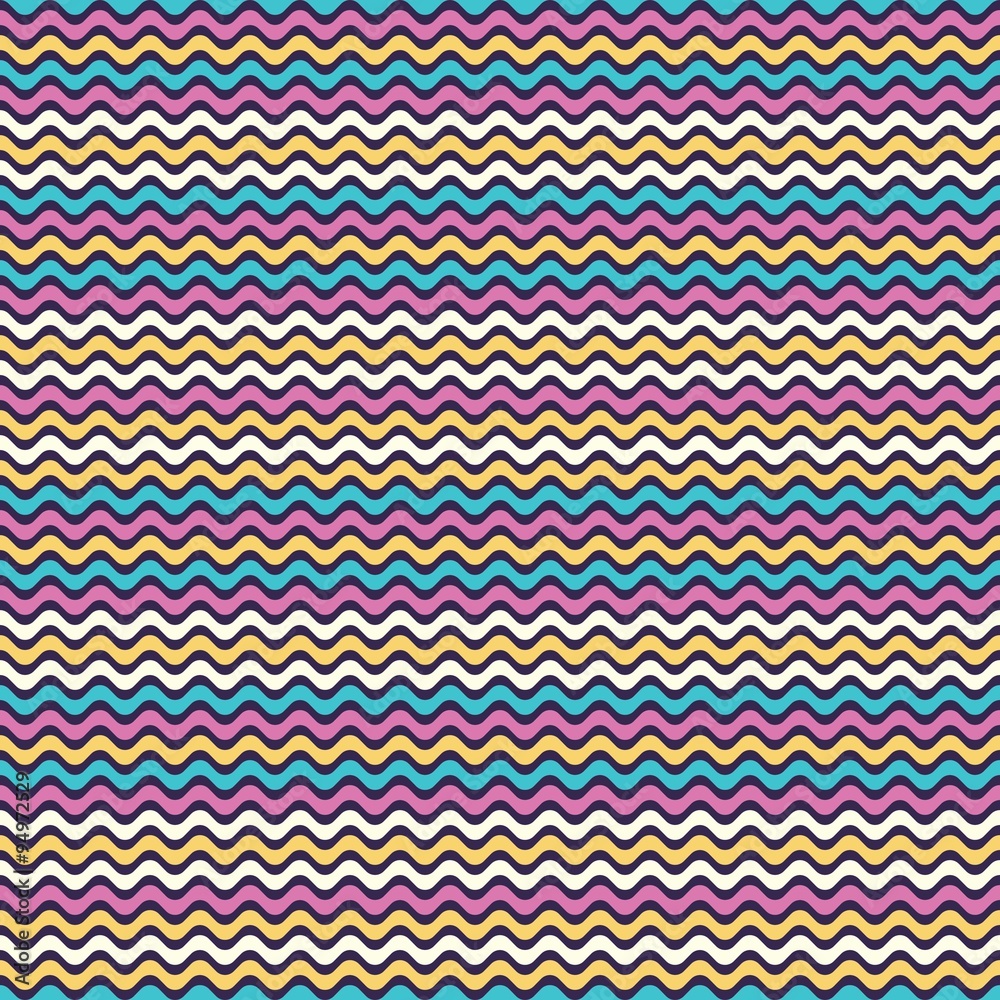 CMYK Wavy Lines Seamless Pattern