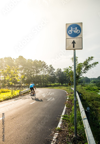 Bicycle road sign and bike rider