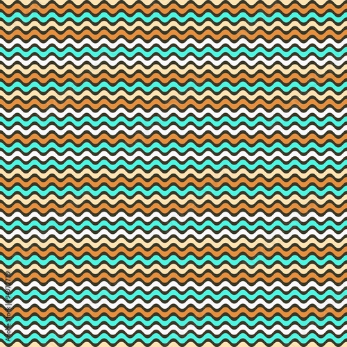 Yellow and Turquoise Wavy Lines Seamless Pattern