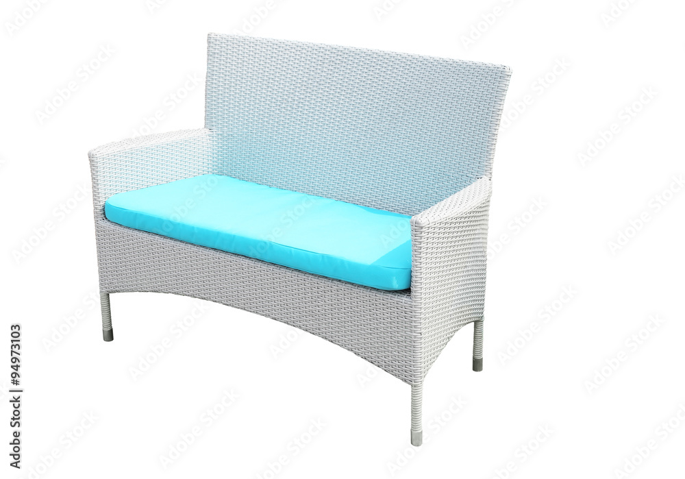 white wicker garden settee