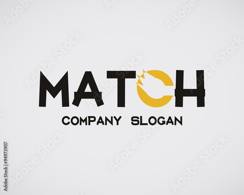 Burning match logo template. Fire in text concept. Stylish design for company. Vector