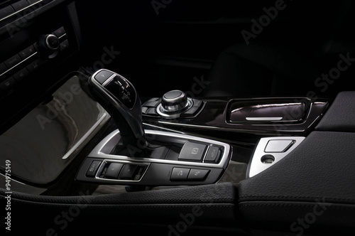 Gear shift in modern car. Interior detail. © alexdemeshko