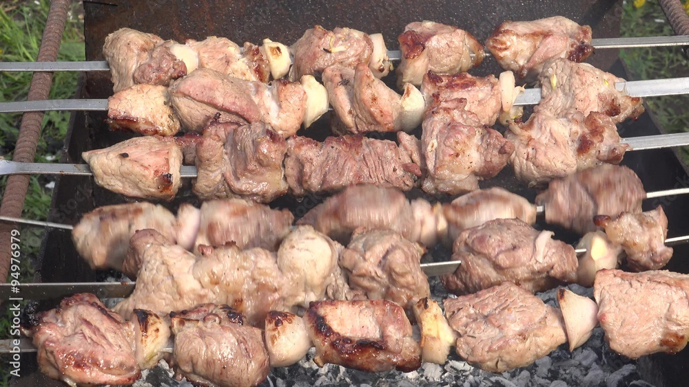 Barbecue With Delicious Grilled Meat On Grill. Barbecue Party. Z. 4K UltraHD video. Barbecue With Delicious Grilled Meat On Grill. Barbecue Party. Z. 4K UltraHD video.